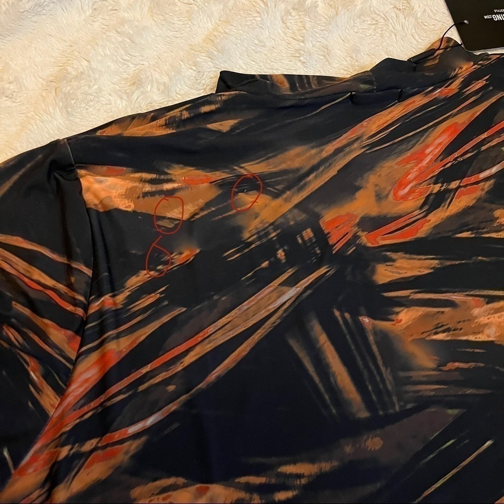 PRETTYLITTLETHING PLUS RUST ABSTRACT PRINT BODYCON DRESS Size 20 - Picture 8 of 9